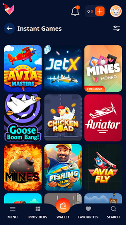 Мобильные мгновенные игры в казино Monro