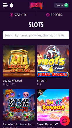 Jeux mobiles de casino Monsino