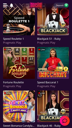 Casino Monsino Mobile avec croupier en direct