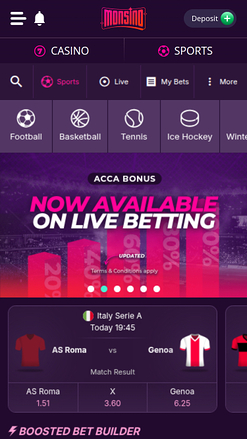 Paris sportifs mobiles du casino Monsino