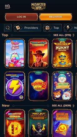 Jeux mobiles Monster Win Casino