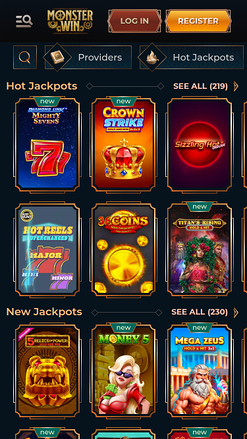 Jackpot mobile du casino Monster Win