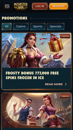 Promotions mobiles du casino Monster Win