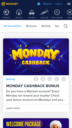 Promotions mobiles du casino Mozzart