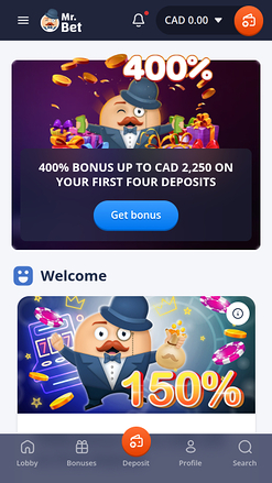 Promozioni per dispositivi mobili del casinò Mr Bet