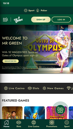Mr Green Casino Mobile Homepage