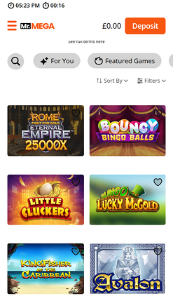 Jeux mobiles de Mr Mega Casino