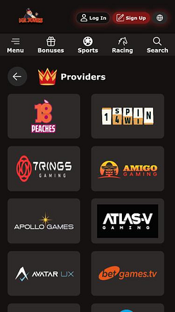 Página móvil de los desarrolladores de juegos de Mr Jones Casino