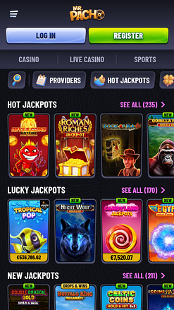 Jackpot mobile du casino MrPacho