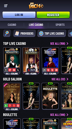 Casino mobile MrPacho avec croupier en direct