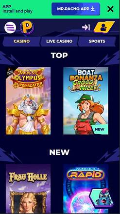 Screenshot der mobilen Spieleseite von MrPacho Casino