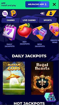 Screenshot der Jackpot-Mobilseite von MrPacho Casino