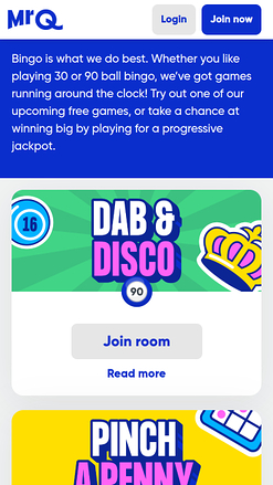 Bingo mobile du casino MrQ