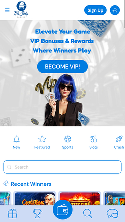 MrSloty Casino Mobile Homepage