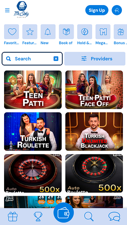 MrSloty Casino Mobile Live Dealer