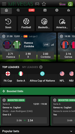 Paris sportifs mobiles du casino MrVegas