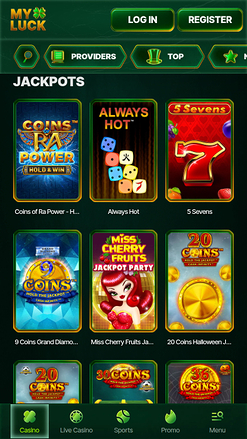 Jackpot mobile du casino MyLuck