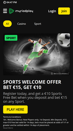 Promotions mobiles du casino MyriadPlay