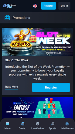 Promotions mobiles du casino MyStake