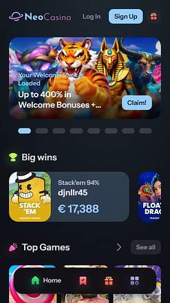 NeoCasino Mobile Homepage