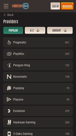 Développeurs du jeu mobile Neon54 Casino