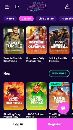 Juegos móviles del casino NeonVegas