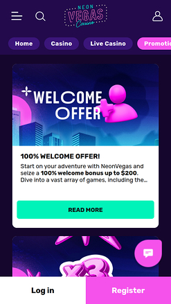 Promociones móviles del casino NeonVegas