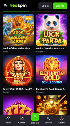 Jackpot móvil del casino Neospin