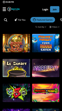 Juegos móviles del casino Neptune Play