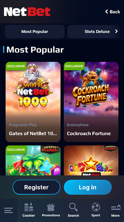 Jeux mobiles du casino NetBet