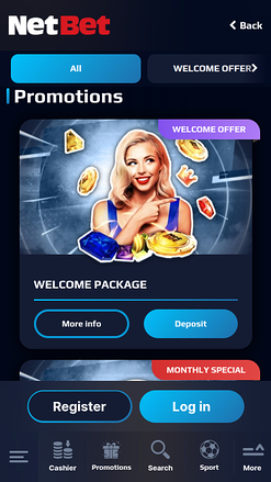 Promotions mobiles du casino NetBet