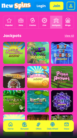 Jackpot mobile du casino New Spins