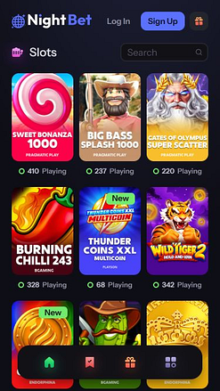 Jeux mobiles du casino NightBet