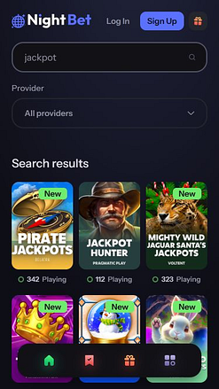 Jackpot mobile du casino NightBet