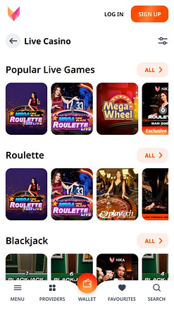 Casino móvil Nika con crupier en vivo