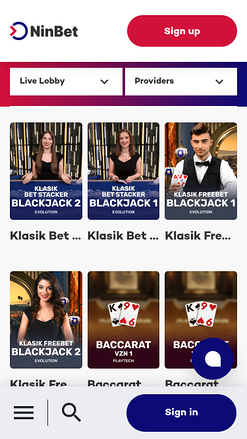 Ninbet Casino Mobile Live Dealer