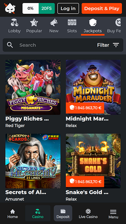 Jackpot mobile du casino Ninja