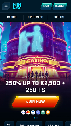Page d'accueil mobile du casino Ninlay
