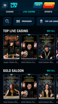 Casino mobile Ninlay avec croupier en direct