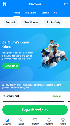 Página de inicio móvil de Faster Casino