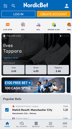 Paris sportifs mobiles NordicBet Casino