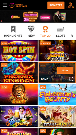 Notre page d'accueil mobile Bet Casino