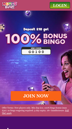 Homepage mobile del casinò Nutty Bingo