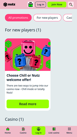 Nutz Casino Mobile Promotions