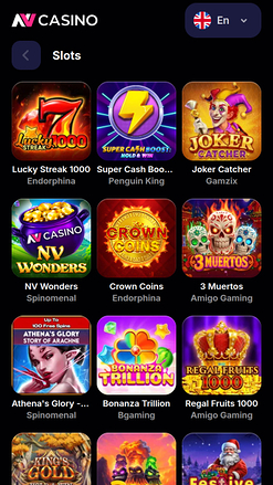 Jeux mobiles de casino NV