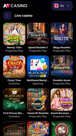 Casino mobile NV avec croupier en direct