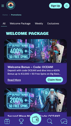 Promotions mobiles du casino Ocean Breeze