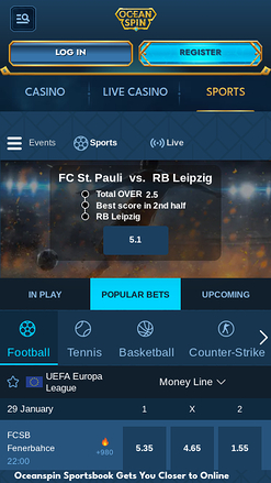 Sports mobiles du casino Oceanspin