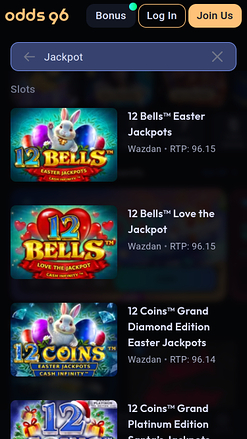 Jackpot mobile du casino Odds96