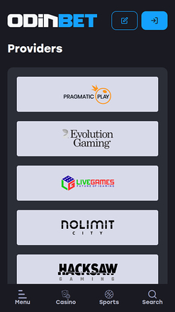 Sviluppatori di giochi per dispositivi mobili Odinbet Casino